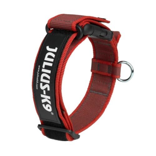 Julius K-9 Color & Gray with handle Antkaklis šunims su rankena (raudonas)