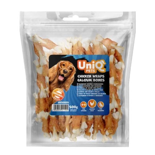 Uniq Pets calcium cubes wrapped with chicken- kalcio kauliukai su vištienos mėsa, 500g