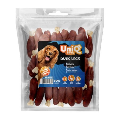 UNIQ PETS duck legs 500g skanėstas šunims kalcio pagaliukas su antienos mėsa