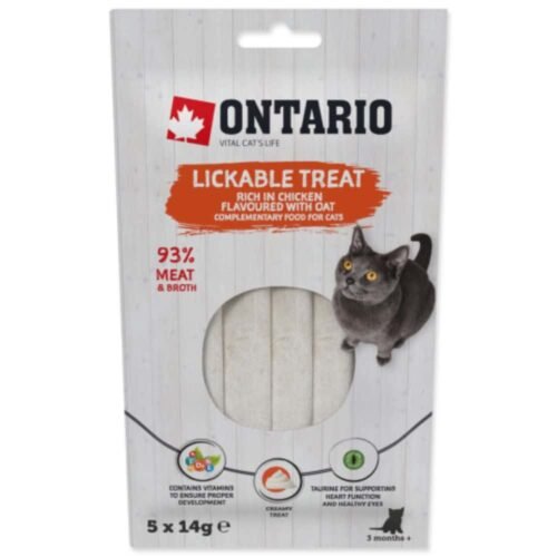 ONTARIO Lickable treat Chicken + Oat 5x14g laižomas skanėstas katėms