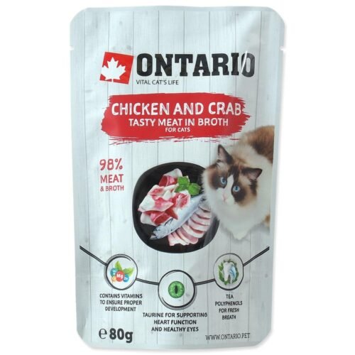 ONTARIO Chicken & Crab - konservai katėms su vištiena ir krabais sultinyje