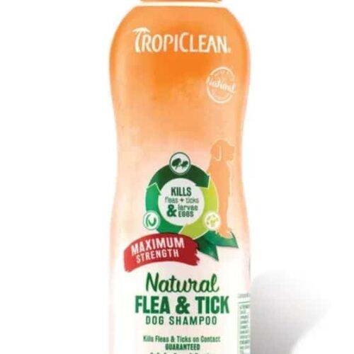 TROPICLEAN FLEA&TICK DOG MAX STRENGTH SHAMPOO - šampūnas šunims nuo parazitų, 355ml