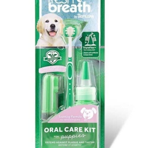 TROPICLEAN FRESH BREATH ORAL CARE KIT - dantų priežiūros rinkinys jauniems šunims