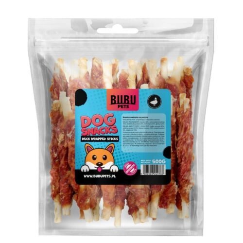 Bubu Pets rawhide stick with duck - buivolo odos lazdelė su antienos mėsa 12cm, 500g
