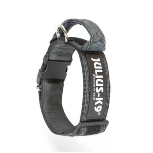 Julius K-9 Color & Gray with handle Antkaklis šunims su rankena (juodas)