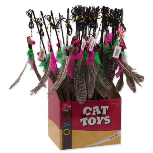Magic Cat - žaislas katėms pagaliukas su ilgomis plunksnomis ir varpeliu