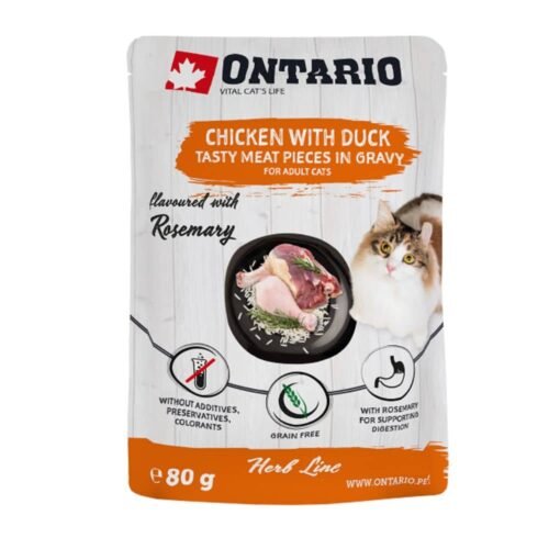 Ontario Herb Chicken with Duck - konservai katėms su vištiena ir antiena, 80g