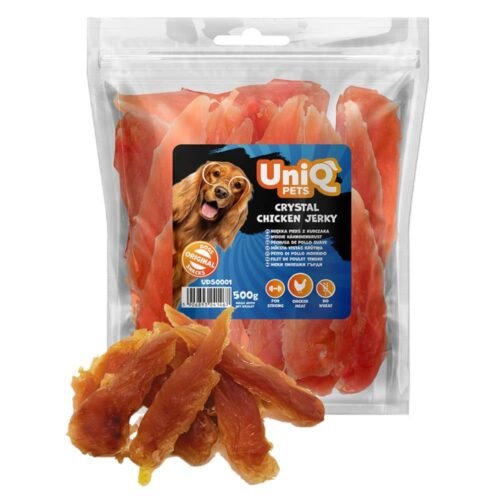 UNIQ PETS 500g crystal chicken jerky minkšta vištienos filė mėsa