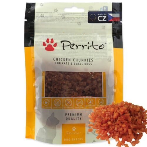 Perrito Chicken Chunkies skanėstai šunims ir katėms vištienos gabaliukai 100g